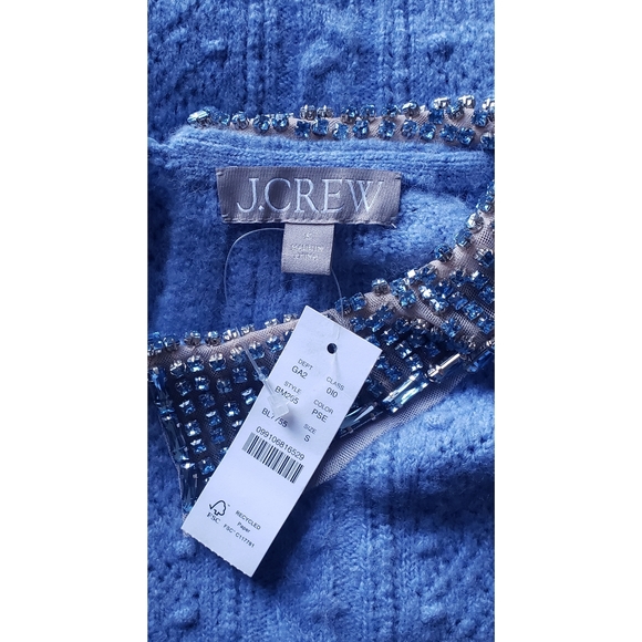 26. J.Crew Pointelle cable-knit crewneck with beaded collar - Picture 8 of 10